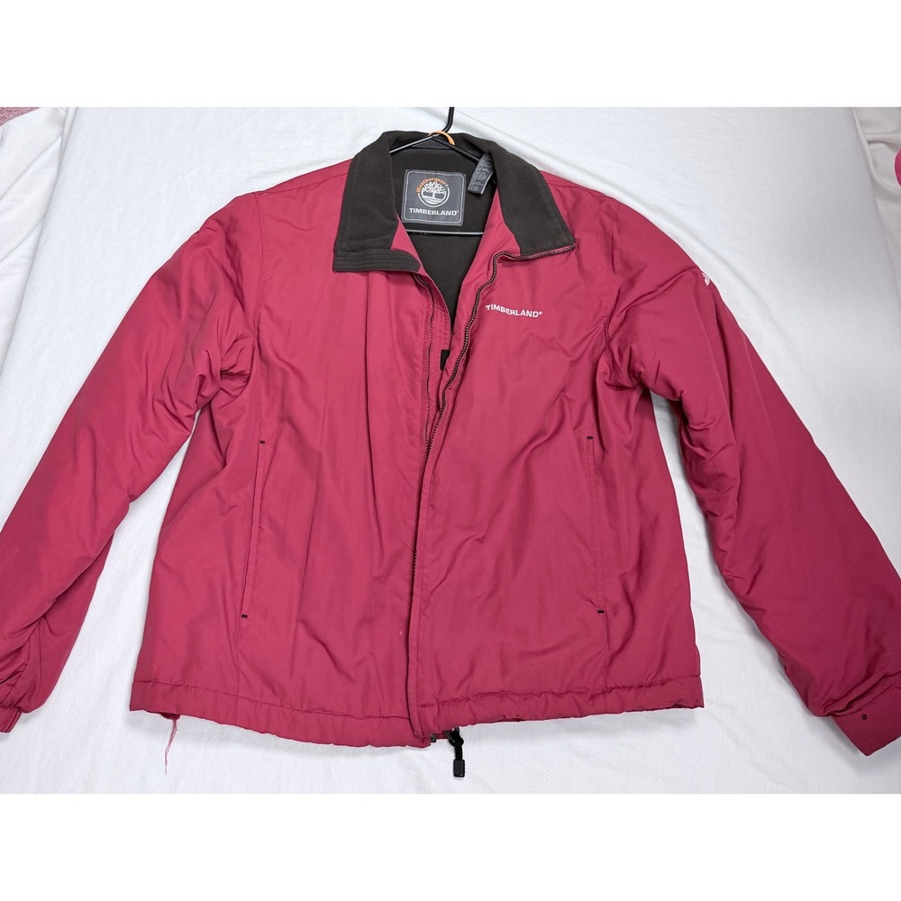 Timberland Weathergear Womens Pink Fleece Lined Full Zip Nylon Jacket Sz L